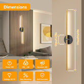 Rechargeable Gold Wall Sconce Lights Set of 2, 77cm, Remote Control